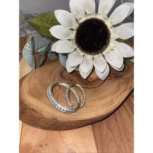 Vintage Elegant Gold-Toned with Clear Sparkling Rhinestones Brooch Pin MCM